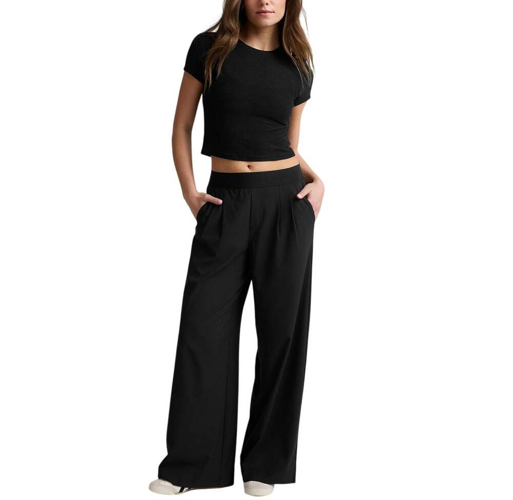 Beyond Yoga Relaxed Black Pleated Wide Leg Pants Size XS